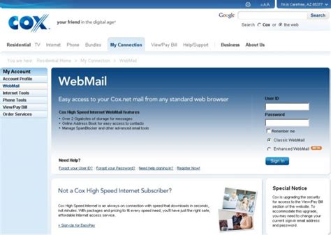 PHOENIX (3TV/CBS 5) —Cox Communications, the largest internet and TV provider in Arizona, will soon end support for its old webmail service and transition existing users to Yahoo Mail. In a .... 