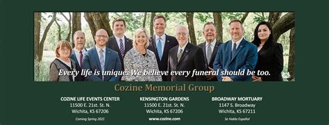  Plan & Price a Funeral. Read Broadway Mortuary - Cozine Memorial Group obituaries, find service information, send sympathy gifts, or plan and price a funeral in Wichita, KS. . 