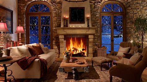 Cozy Living Room With Fireplace Screensaver