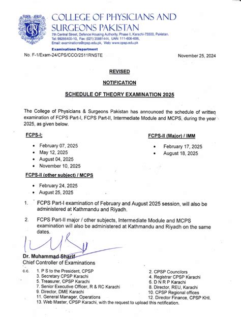 Cpsp exam schedule 2026 pdf download.  Rejection of the application by CPSP...