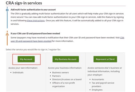 Cra t1 final return.  How to register for My Account for individuals, My Busines...