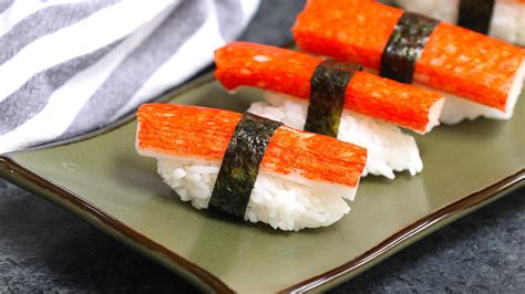 Crab meat sushi. Although imitation crab is low in both fat and calories, Mercree says that real crab has much more protein, fewer carbs and less sodium and sugar than the imitation. “It also lacks many of the ... 