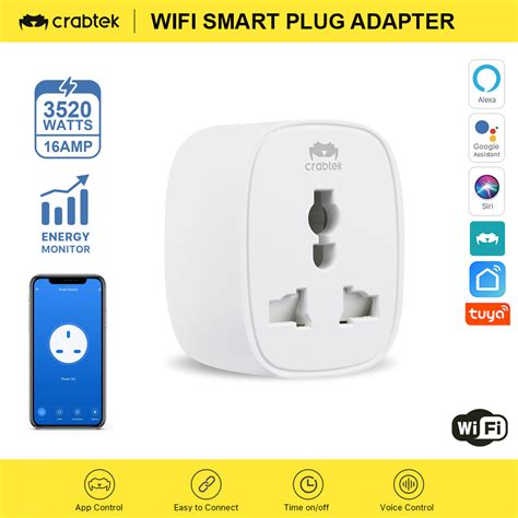 CrabTek WiFi Smart Plug Adapter Energy Monitoring …