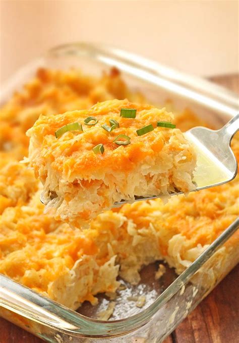 Cracker barrel hashbrown casserole recipe. You're going to love the ease of this low carb hashbrown casserole! Simple and delicious! Step One: Preheat oven to 350. Spray an 8 x 8 baking dish with cooking spray. Step Two: Set aside ⅓ cup of the shredded cheese to use as a topping. Stir together the remaining ingredients. Spread in the prepared baking dish. 