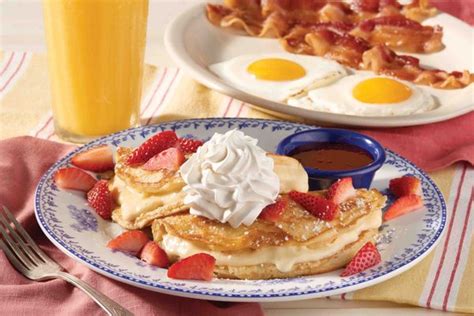 Choice of cheerios, corn flakes, special k, froot loops, frosted flakes or wheaties. Two Pancakes. Served with choice of apple, cherry, peach or blackberry topping or 100% pure natural syrup. Add a half order of bacon or sausage for an additional charge.. 