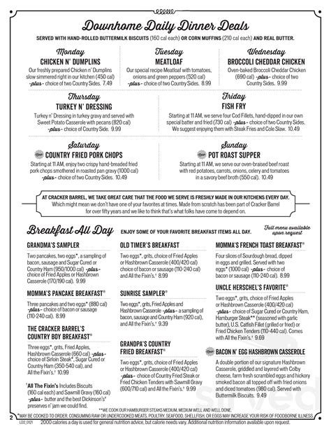 Cracker Barrel Old Country Store menus in Temple, Texas, United