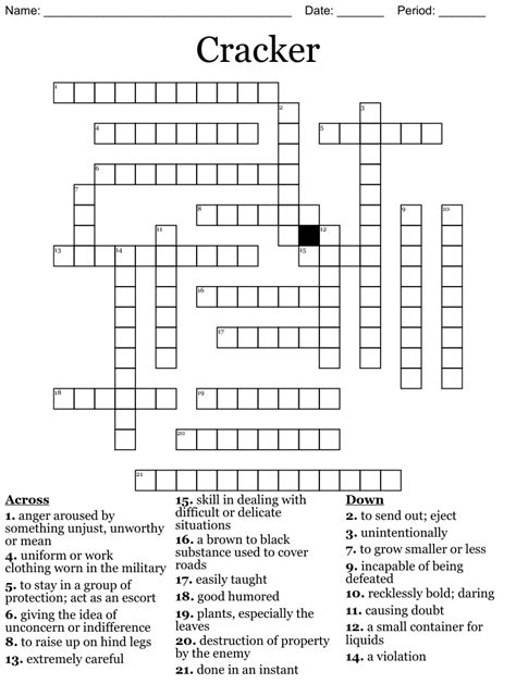 crackers 5 Crossword Clue. The Crossword Solver 