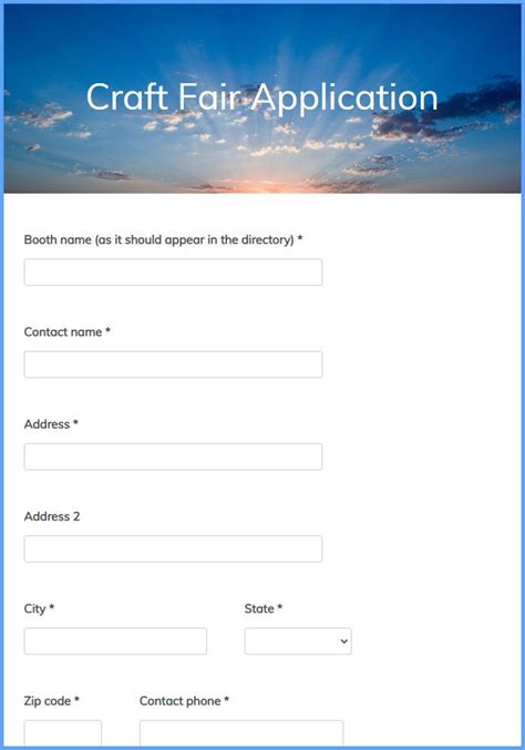 Craft Fair Application Form Formsite