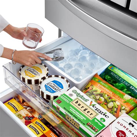 Craft ice refrigerator. A: The Craft Ice™ Icemaker in the ENERGY STAR® Qualified LG 24 cu. ft. Smart wi-fi Enabled InstaView™ Door-in-Door® Counter-Depth Refrigerator with Craft Ice™ Maker, Model # LRFV2406S produces 3 spheres of ice at a time every 18 - 30 hours and the ice bin can store 20 - 30 spheres of ice. ^CP 