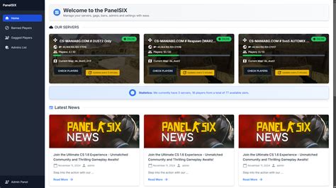 CraftVision PanelSIX CMS Counter Strike 1.6 Servers Panel.