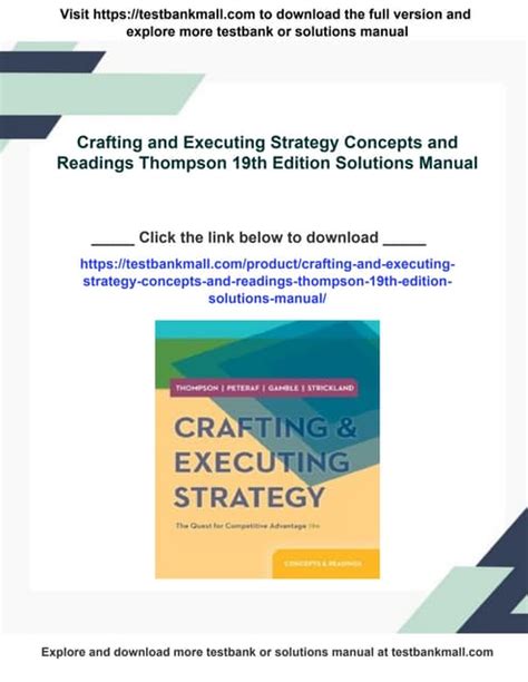 Crafting And Executing Strategy Concepts And Readings 19th Edition