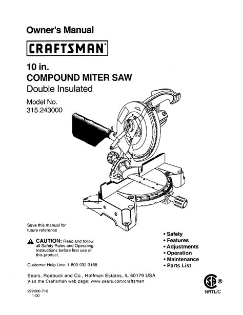 Craftsman 10 compound miter saw manual. - Ryobi 254mm radial arm saw manual.