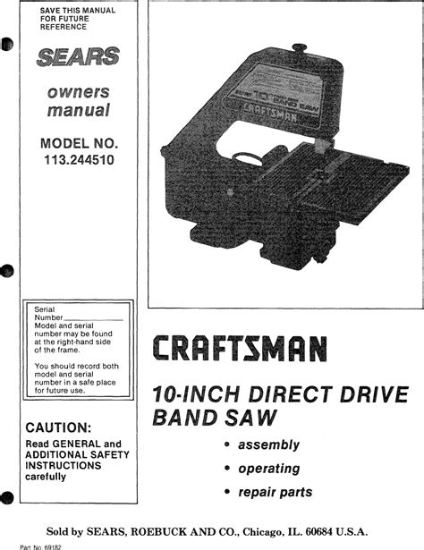 Craftsman 10 inch direct drive band saw manual. - Medicina perioperatoria para el clínico junior.