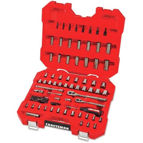 CRAFTSMAN 105-Piece Standard (SAE) and Metric Combination Polished Chrome Mechanics Tool Set with Hard Case Item # 1049233 Model # CMMT12023 Shop CRAFTSMAN 101 $84.55 when you choose 5% savings on eligible purchases every day. Learn how Shop the Set CORROSION RESISTANCE: Full Polish Chrome Finish.