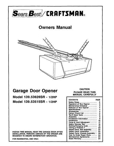 Craftsman 12 hp garage door opener manual 41a4315 7d. - Pl sql user guide and reference.