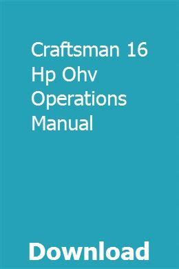 Craftsman 16 hp ohv operations manual. - Ze studiów nad metodyką nauczania języków obcych.