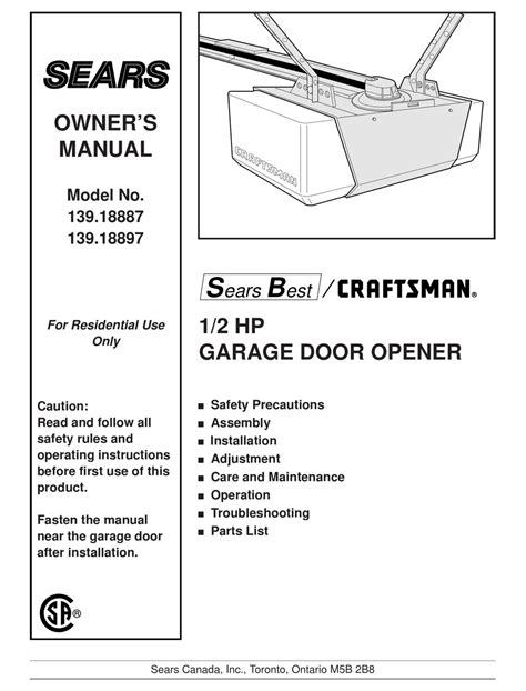 Craftsman 34 hp garage door opener manual. - Air compressor atlas copco ga 75 manual.
