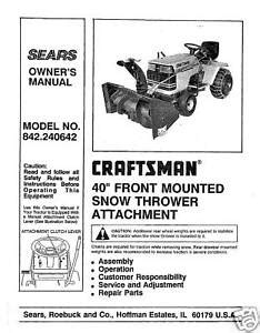 Craftsman 40 snow thrower attachment manual. - Catálogo nacional de proyectos de inversión..