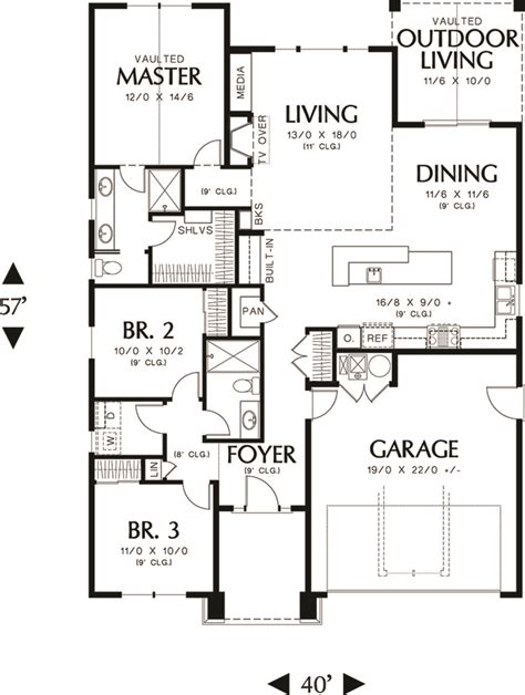 Craftsman Style House Plan - 3 Beds 2 Baths 1529 Sq/Ft Plan #48-598 ...