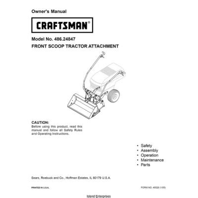 Craftsman front scoop owner manual 486 24847. - Ford tempo service and repair manual.