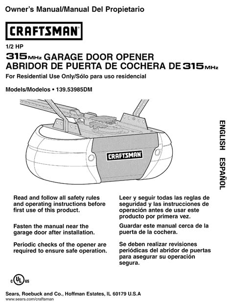 Craftsman garage door opener 41a4315 7d owners manual. - Solution manual company accounting hoggett 9th edition.