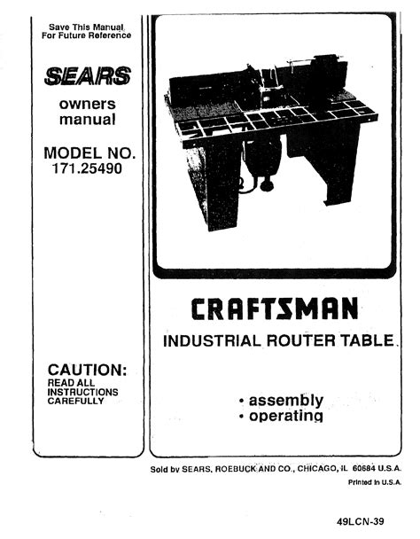 Craftsman industrial router table user manual. - Relay manual for 2002 volkswagen passat.