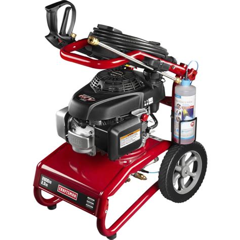 The CRAFTSMAN 3200 MAX PSI at 2.3 GPM/2.4 MAX GPM at 2800 PSI gas pressure washer with a Honda® engine provides 187ccs of power to help you tackle the toughest residential cleaning tasks. Designed with an axial cam pump featuring Easy Start™ technology, the unit produces high pressure output with low-effort starting..