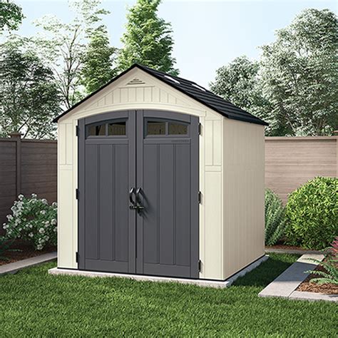 Rubbermaid Roughneck shed is designed to look great in your backyard and withstand all weather conditions. Tough, double-walled construction and an impact -resistant floor protects items from inclement weather, moisture, and sun damage. Large interior footprint is ideal for storing large outdoor equipment and tools. 