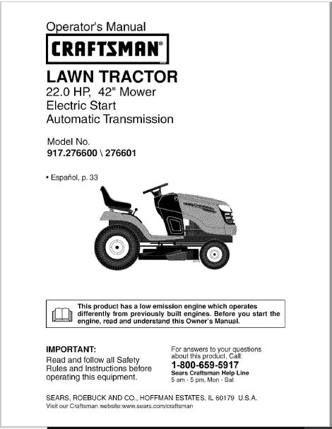 LIMITED TWO YEAR WARRANTY ON CRAFTSMAN POWER MOWER For two years from date of purchase, when this Craftsman Lawn Mower is maintained, lubricated, and tuned up according to the operating and maintenance instructions in the owner's manual, Sears will repair free of charge any defect in material or workmanship.