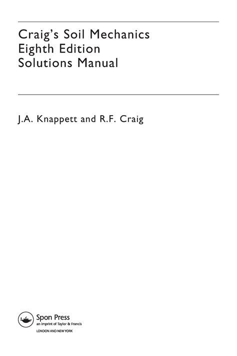 Craig soil mechanics solutions manual 7. - Die deutschen kanzelredner des achtzehnten und neunzehnten jahrhunderts.