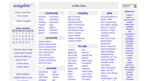 Craigslist costa rica english. craigslist provides local classifieds and forums for jobs, housing, for sale, services, local community, and events 