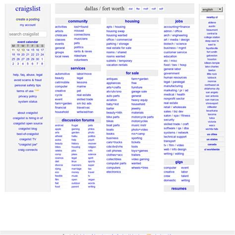 Craigslist dallas fort worth area. List of all international craigslist.org online classifieds sites 