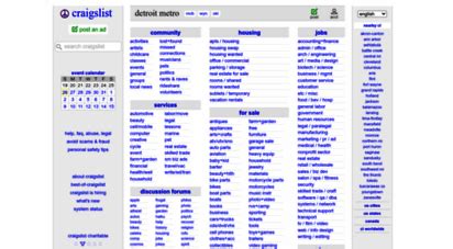 Craigslist deteoit. craigslist provides local classifieds and forums for jobs, housing, for sale, services, local community, and events 