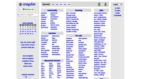 Craigslist hnl. craigslist provides local classifieds and forums for jobs, housing, for sale, services, local community, and events 