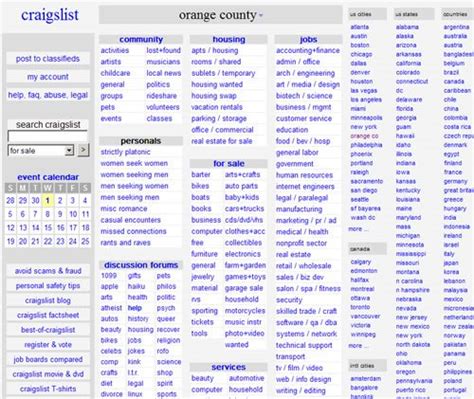 Craigslist OC is one of the most visited sections on Craigslist. If you live in Orange county, Craigslist Orange County, CA might be a beneficial resource for you to use. Orange County Craigslist encompasses quite a few cities. From Irvine to Santa Ana. You can find just about anything you want in the Craigslist OC classified system. .