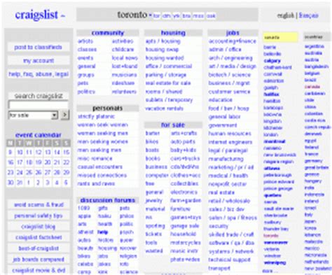 Craigslist in toronto. craigslist provides local classifieds and forums for jobs, housing, for sale, services, local community, and events 