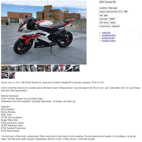 craigslist Motorcycles/Scooters - By Owner for sale in Western Massachusetts. see also. 2016 Harley Davidson Road King. $14,450. Belchertown 1982 Honda CB450SC. $2,200. Feeding Hills 1996gsxr1100 Suzuki. $4,700. Easthampton 2022 KTM 890 Adventure R. $12,500. Southampton, MA .... 