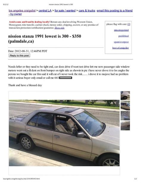 craigslist For Sale By Owner "cars" for sale in Los Angeles - Antelope Valley. see also. ISO WANTED: 20's, 30's, 40's, 50's Ford Trucks Cars + Parts. $0. Palmdale. 