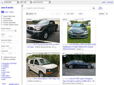 craigslist Cars & Trucks "sylva nc" for sale in Asheville, NC. see also. SUVs for sale classic cars for sale electric cars for sale pickups and trucks for sale 2004 Toyota Tundra Doublecab 4WD 4.7L V8 SR5 (Low Miles) *Blue* $14,995. Franklin, North Carolina 2015 Ram Promaster Camper Van (4-Season) .... 