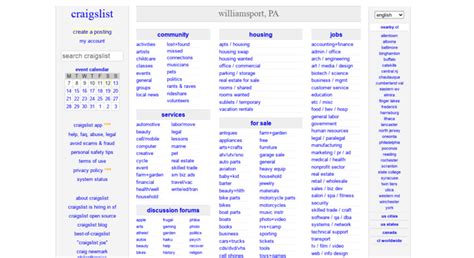 Craigslist williamsport for sale. CL. united states choose the site nearest you: abilene, TX; akron / canton; albany, GA; albany, NY 