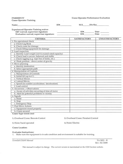 Crane Operator Evaluation Form Pdf 20202021 Fill and Sign Printable