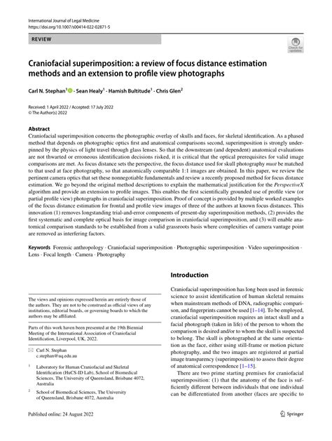 Craniofacial superimposition: a review of focus distance