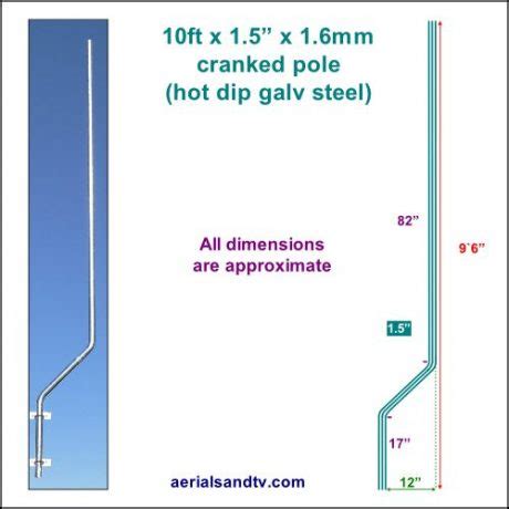 Cranked 10ft x 1.5 inch x 1.6mm (16G) hot dip galvanised steel pole