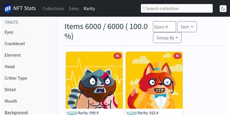 Cranky Critters NFT Rarity Explorer NFT Stats
