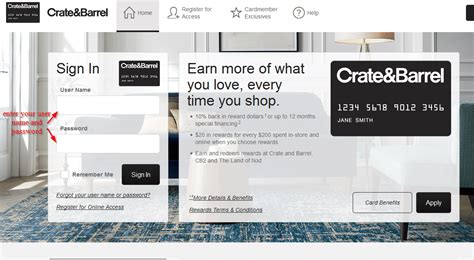 Crate and barrel credit card sign in. Gift Card eGift Card. Amount. $ .00. Add To Cart. Find the perfect wedding registry gift for Emily Rubin at Crate & Barrel. Order online or browse in store. Free shipping on registry orders over $49. 