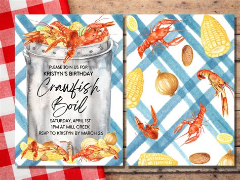 Crawfish Boil Invitation Crawfish Boil Birthday Invitations Etsy