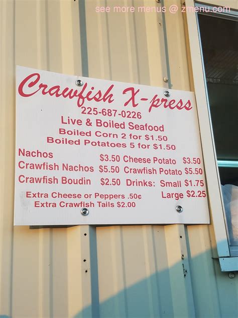 Crawfish express plaquemine la. Baton Rouge, LA 70816 (225) 296-4981. Mon-Sat · 11am-11pm Sun · 11am-11am Covington. 19130 W Front St Covington, LA 70433 (985) 892-5396. ... Crawfish Royale 7.75 The New Orleans BBQ Shrimp 7.75. Fried Seafood. Served with tossed salad, hushpuppies, and french fries. Shrimp 17.00. Oysters 20.00. Catfish 19.00. 