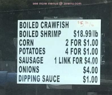 Crawfish tyme menu. Going out for a meal is a great way to satisfy an appetite without doing the cooking. When it comes time to choose where to go, it’s helpful to glance over the menu online. This way you’ll know what types of food the restaurant serves, and ... 