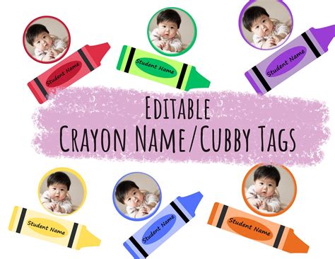 Crayon Name Labels Classroom Name Tags Cubby Tags Cubby Name Tags