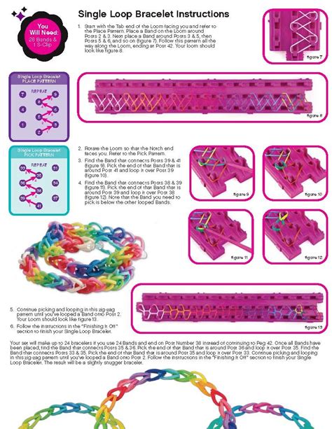Step 2: The Pattern. This is pretty easy - you're just going to be forming a diamond shape with the bands. Place the rainbow loom on your work surface with the arrows pointing away from you and the pieces aligned as shown in the photos. Put your first band on over the bottom middle and bottom left pegs. Put your second band on over the bottom ... . 